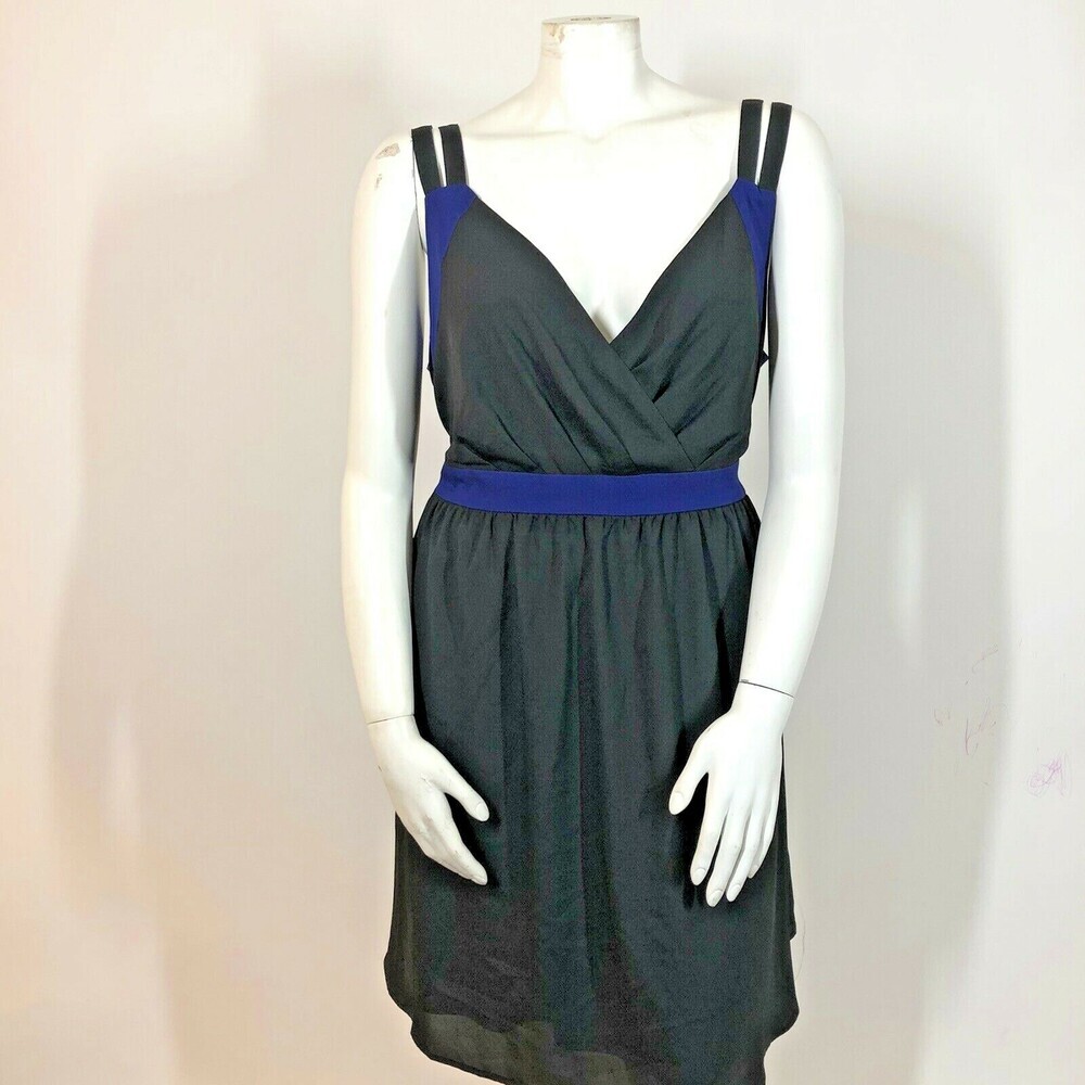 Torrid Black & Blue Save The Date Challis Dress Tie Back Double Strap Dark Sexy